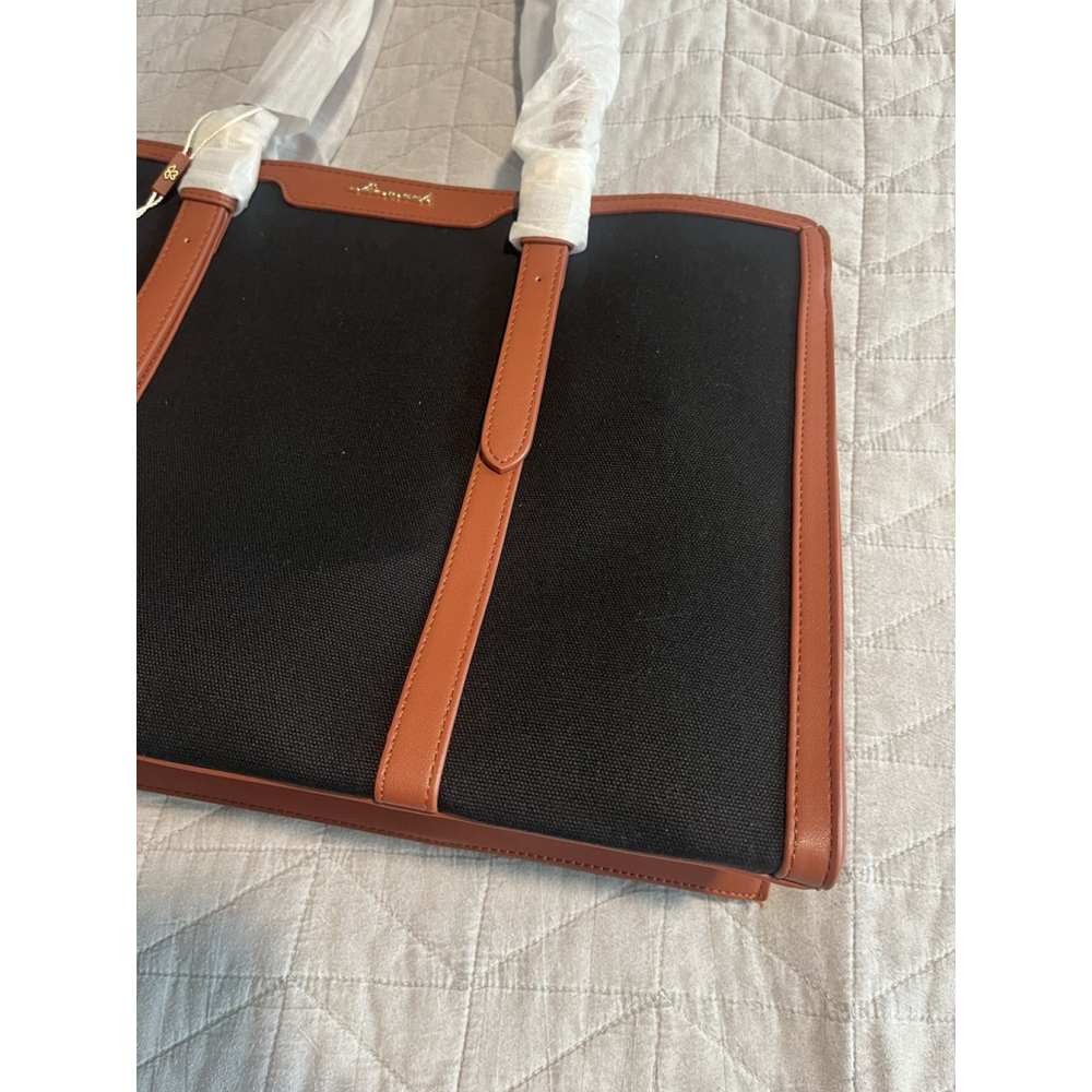LOVEVOOK Laptop Bag Black Brown Trim Detachable Strap Accessory Case Large - Picture 4 of 16